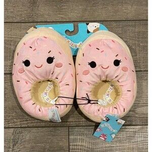 Squishmallow Slippers Girls Pink Dabria Donut Doughnut Plush Size 13-1 NEW